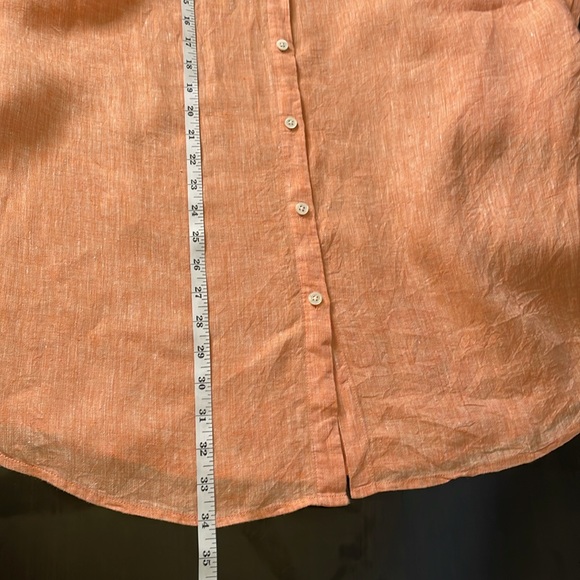 J. Jill 100% Linen Coral Orange Long Sleeve Button Up High Slit Tunic Medium - Picture 14 of 14